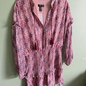 Aqua size medium smocked printed pink/blue dress